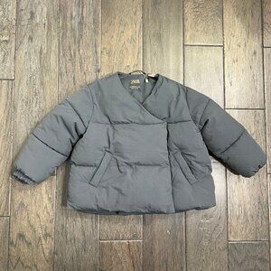 Zara NWOT Wrap-Front Puffer Jacket